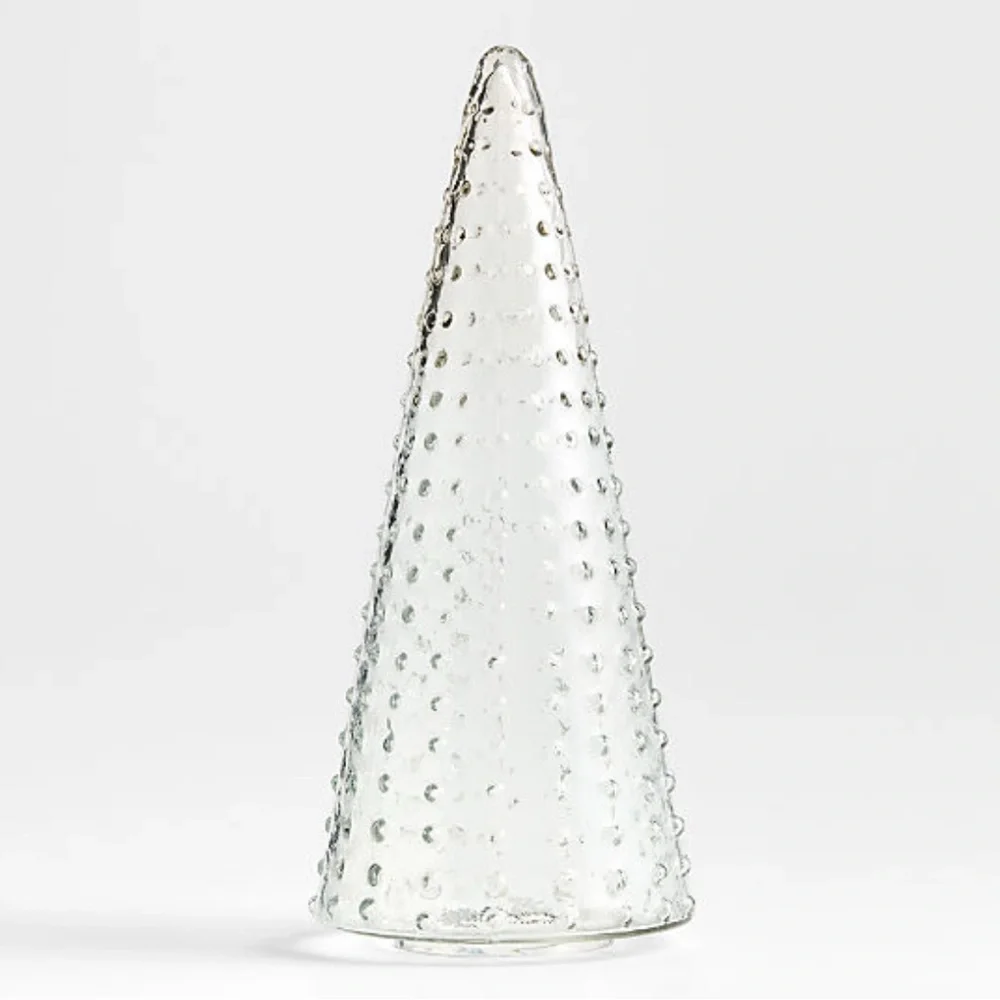 New! Crate&Barrel Winter Wonderland Clear Hobnail Glass Holiday Tree Large 16